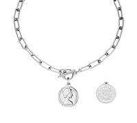 HHRLCH Vintage Toggle Necklaces Women Men, Punk Thick Chain Toggle Necklace - Queen Elizabeth Round Coin Toggle Charm, OT Buckle Toggle Clasp For Christmas Birthday Gifts