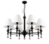 HHRLCH White Cloth Lampshade Chandelier Pastoral Metal Iron Lights Living Room Study Restaurant Cdecorative Ceiling Lamps /8-Lights