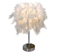 HHRLCH White Feather Table Lamp - Bedside Lamp with Feather Lampshade for Bedroom Home Decoration Photography Props Style 1 Medium Size