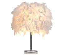 HHRLCH White Feather Table Lamp - Bedside Lamp with Feather Lampshade for Bedroom Home Decoration Photography Props Style 1 Medium Size