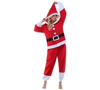 HHRLCH Womens and Mens Christmas Fleece Pajamas Sleepwear Pajamas Hooded Jumpsuit Rompers Clubwear Nightwear Cozy Santa Themed Onesie for Festive Comfort at Home