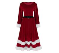 HHRLCH Womens Christmas Dress Casual Long Sleeve Round Neck Party Dress Santa Snowman Snowflake Flared Xmas Costume Outfits