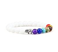 HHRLCHX 7 Brazalete de Chakra Elefante Piedra Natural Reiki Pulseras con Cuentas Hombres curativos ansiedad Yoga brazaletes