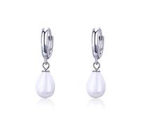HHRLCHX Colgantes Scute 925 círculos Enlace lágrima Concha Perla pequeños Aros Pendientes para Mujeres joyería niños niñas