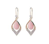 HHRLCHX Mujeres ST Patrck Día Pendio de San Valentín Pendientes en forma de diamante Pendientes de temperamento de ópalo Exquisito Geométrico Gannices de personalidad de oreja roja Pendientes pequeños
