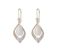 HHRLCHX Mujeres ST Patrck Día Pendio de San Valentín Pendientes en forma de diamante Pendientes de temperamento de ópalo Exquisito Geométrico Gannices de personalidad de oreja roja Pendientes pequeños
