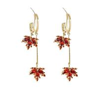 HHRLCHX Pendiendo para Mujeres Pascua de San Valentín Red Crystal Red Maple Leafar Pendientes de Plata para Mujeres Pendientes Todos los Partidos Pendientes Nueve