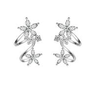 HHRLCHX Pendientes bucles de la Oreja Cristal lágrimas de circonía de circonía Oreja para la Oreja para Mujeres Pendientes de Tachuelas Joyas puños Colgantes de Plata de Plata Pendientes para Tres