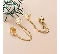 HHRLCHX Pendientes Personalizados, Pendientes S925, Personalidad de Las Mujeres y Moda de la Cara de la Cara de la Cara Smiley Clip aretes en, 925