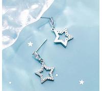 HHRLCHX Pendientes Personalizados, Pendientes S925, Simple Star sintética de la Estrella de Cinco Puntas de la Estrella del Diamante de Las Damas Pendientes de Moda, 925, 925
