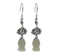 HHRLCHX Pendientes Personalizados, S925 Personalidad Retro Tulip Jade White Female Lily of The Valley Pendientes Pendientes, Jewelry Jade Pendientes, 925