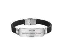 HHRLCHX Pulsera para Hombres para mi Hijo Nunca Olvides Que te Amo de mamá papá Coraje Pulseras de Silicona para Hombres Longitud Ajustable