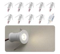 HHTUN Mini foco LED 902 de 30°, CC 12 V, 1 W, 80 Ra, 75 lm, tamaño pequeño, instalación empotrada, adecuado para iluminación de gabinetes como vinotecas, zapateros, etc.(3000K,White,9Pack)