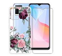 HHUAN Funda para Vivo Y21 2021/V2111 (6.51") + [1 X Cristal Templado Protector Pantalla], Transparente Suave Silicona Funda, Retirable Anti Rasguño TPU Carcasa para Vivo Y21 2021/V2111 - YQ12