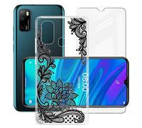 HHUAN para Ulefone Note 9P (6.52") Funda + Cristal Templado, HD Protector Pantalla e Transparente Carcasa Suave Silicone Caso Bumper Cover Case - WM108