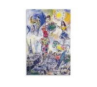 HHUANGL Póster de Marc Chagall Painter Work (On the Roof of Paris) para pared, lienzo, idea de regalo, estética, 50 x 75 cm
