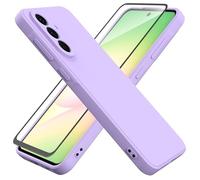 HHUIWIND Funda compatible con Samsung Galaxy A56 5G y cristal templado, funda Samsung Galaxy A56 5G suave silicona líquida TPU protectora ultra fina - Morado