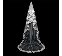 HHveil 3 Metros Velo de Novia Largo Cordón Borde Boda Novia Velo Blanco Marfil Nuevo Boda Accesorios Voile Mariage, White, 3 * 1.5m