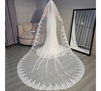 HHveil Novia Velo 3.5 Metros una Capa Larga Encaje Novia Velo para Catedral de Velos de Novia Velo Blanco, White, 3.5 * 3m