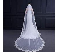 HHveil Novia Velo 3 Metros Una Capa Larga Encaje Novia Velo para Catedral De Velos De Novia Velo Blanco Blanco, White, 3 * 1.5m