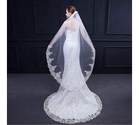 HHveil Simple Novia Velo 1.5m de Color Blanco Velos de Novia Tul One-Layer Corte Edge Boda Accesorios, White, 1.5 * 1.5m