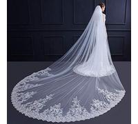 HHveil Velo de Novia 3.5 Metros Una Capa De Encaje Largo Velos de Novia Velos de Novia Catedral Velos de Novia Blanco, White, 3.5 * 3m