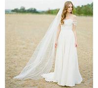 HHVIEL Velo de Novia de la Novia Capilla Velo de Nivel Individual de Boda Que se arrastra 1T largas Accesorios de la Boda de vanguardia con los peines 2 * 1,5M,Blanco