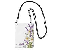 Hhwwtye Bolso bandolera universal para teléfono celular, con estampado de lavanda y margaritas, para deportes al aire libre, fundas de transporte para teléfono móvil, Black, Talla única