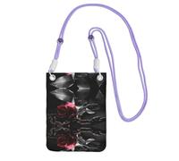 Hhwwtye Bolso bandolera universal para teléfono celular, diseño gótico de rosas negras para deportes al aire libre, fundas de transporte para teléfono móvil, Purple, Talla única