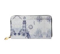 hhxvcv Adorable cartera de cuero con estampado de Schnauzer para mujer, cartera larga y fina y plegable, ligera y a la moda, Brújula náutica para velero, One Size