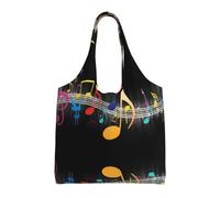 hhxvcv Bolsas grandes de lona con estampado de conejillos de indias, bolsas de compras reutilizables para viajes, playa, vida diaria, Nota musical colorida, Talla única