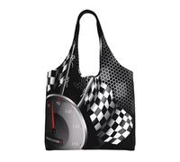 hhxvcv Bolsas grandes de lona con estampado de dinosaurios, bolsas reutilizables para compras y comestibles para viajes, playa, vida diaria, Carreras de banderas a cuadros, Talla única