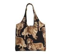 hhxvcv Bolsas grandes de lona con estampado de pizza, bolsas reutilizables para comestibles y compras para viajes, playa, vida diaria, Golden Retrievers, Talla única