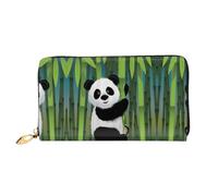 hhxvcv Bonita cartera de cuero con estampado de camaleón para mujer, cartera larga y delgada y plegable, ligera y a la moda, Curious Baby Panda, One Size