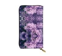 hhxvcv Bonita cartera de cuero con estampado de gallinas - Elegante tarjetero plegable largo con bolsillo para monedas, cartera ligera, Flores moradas florecientes, Talla única