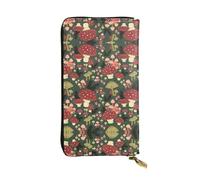 hhxvcv Bonita cartera de cuero con estampado de gallinas - Elegante tarjetero plegable largo con bolsillo para monedas, cartera ligera, Arte de hongos brillantes, Talla única