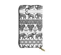 hhxvcv Bonita cartera de cuero con estampado de gallinas - Elegante tarjetero plegable largo con bolsillo para monedas, cartera ligera, Patrón de elefante bohemio, Talla única