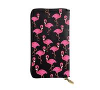 hhxvcv Bonita cartera de cuero con estampado de gallinas - Elegante tarjetero plegable largo con bolsillo para monedas, cartera ligera, Encantadores flamencos rosados, Talla única