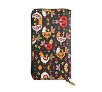 hhxvcv Bonita cartera de cuero con estampado de gallinas - Elegante tarjetero plegable largo con bolsillo para monedas, cartera ligera, Lindos pollos gallo, Talla única