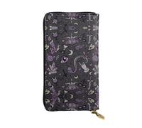 hhxvcv Bonita cartera de cuero con estampado de gallinas - Elegante tarjetero plegable largo con bolsillo para monedas, cartera ligera, Morado negro gótico espeluznante, Talla única