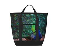 hhxvcv Bright Mushrooms - Bolsa de mano aislada de gran capacidad, duradera para el trabajo, picnic, viajes y compras de comestibles, Hermoso pavo real, Talla única