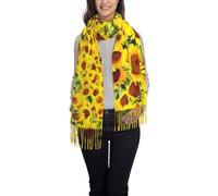 hhxvcv Bufanda de borla con estampado de signo de dólar dorado para mujer, chal ligero y moderno con flecos, cálido abrigo de pashmina, chal de viaje, Hermoso girasol., Talla única