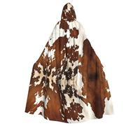 hhxvcv Capa con capucha de Halloween con estampado de piel de vaca roja y blanca, disfraz unisex para adultos, para fiestas, carnavales y festivales
