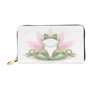 hhxvcv Cartera de cuero con estampado de arcoíris para mujer, cartera larga y delgada y plegable para chequera, ligera y moderna, Bonita rana divertida haciendo yoga, One Size