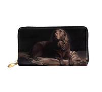 hhxvcv Cartera de cuero con estampado de camuflaje amarillo y verde para mujer, cartera larga y delgada y plegable para chequera, ligera y a la moda, Marrón Labrador Retriever, One Size