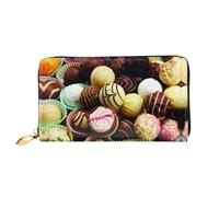 hhxvcv Cartera de cuero con estampado de chimenea de Navidad para mujer, cartera de mano larga y delgada y plegable, ligera y a la moda, chocolate, One Size