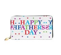 hhxvcv Cartera de cuero con estampado de estrellas y feliz día del padre para mujer, cartera larga y delgada y plegable para chequera, ligera y a la moda, Stars and Happy Fathers Day, One Size