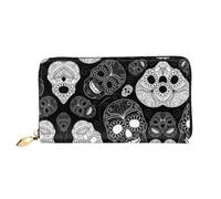 hhxvcv Cartera de cuero con estampado de estrellas y feliz día del padre para mujer, cartera larga y delgada y plegable para chequera, ligera y a la moda, Cabeza Del Cráneo, One Size