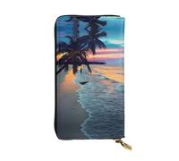 hhxvcv Cartera de cuero con estampado de flores de amapola, elegante tarjetero plegable largo con bolsillo para monedas, cartera ligera, Coconut Beach Sunset Hamaca, Talla única