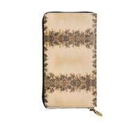 hhxvcv Cartera de cuero con estampado de flores de amapola, elegante tarjetero plegable largo con bolsillo para monedas, cartera ligera, Borde de cono de pino, Talla única
